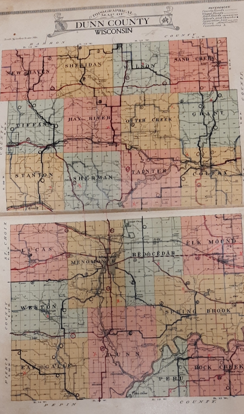 1915 plat map Dunn County